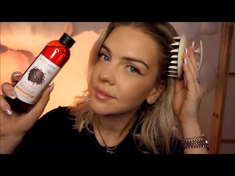 ASMR | Astuces soin et pousse des cheveux ✨(brossage et massage crânien)