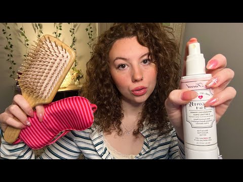 ASMR Roleplay BOSSY Bff Plans Out Your Sleepover (Skincare, Hair Nails💅🏻)