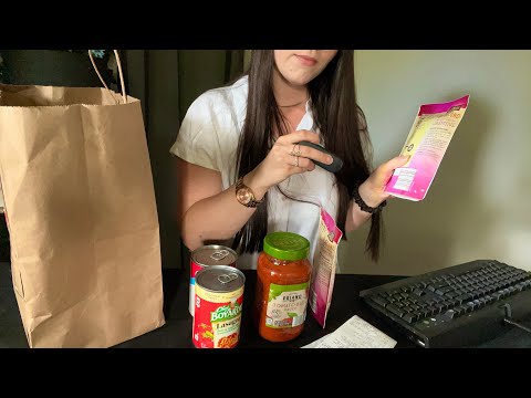 ASMR Grocery Store Role Play (scanning, bag and receipt crinkles, typing)