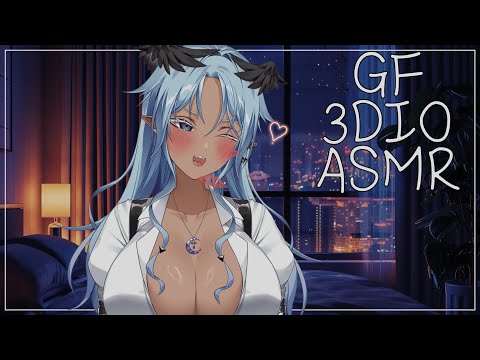 [ASMR / 3DIO] Girl friend 💙 Ear licking / Kissing / Talking 💙