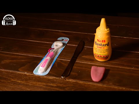 【ASMR】シリコン舌を使って実験 口臭除去する音 - Sound to brush silicon tongue【No Talking】