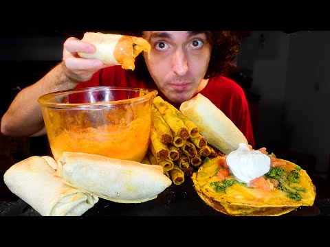 CHEESY Taquitos Burritos Mexican Pizza ! * ASMR NO TALKING MUKBANG * | NOMNOMSAMMIEBOY