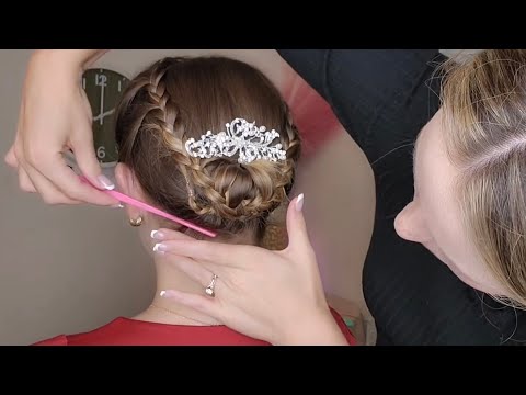 ASMR Perfectionist Braided Hairstyle Bun With Hair Pinning & Mini Combing and Finishing Touches