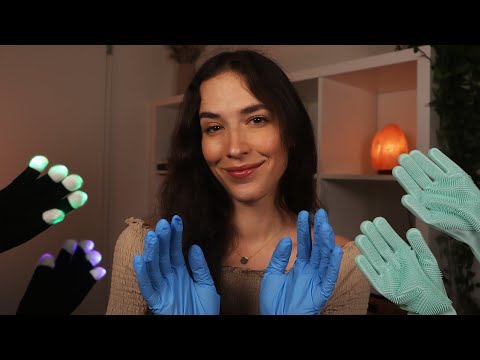 ASMR 3 Different GLOVES for a Quick Headache Relief 🧤 Face/Scalp Massage & Light Trigger ♡