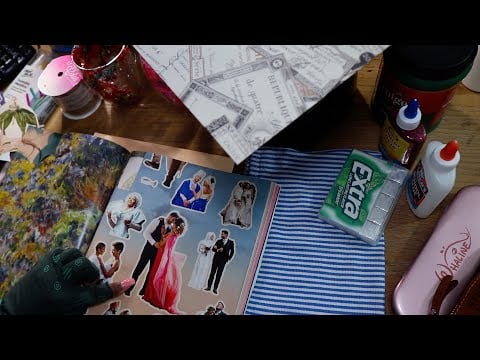 Starting My February Scrapbooking Art Journal ASMR Chewing Gum