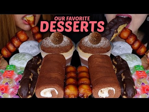 ASMR OUR FAVORITE JAPANESE DESSERTS! DANGO, CREAM MOCHI, RAINBOW JEWEL JELLY, CHOCOLATE ECLAIRS 먹방