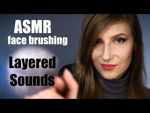 ASMR Brushing Your Face ❤️  Layered Sounds ❤️ Slow Whispering