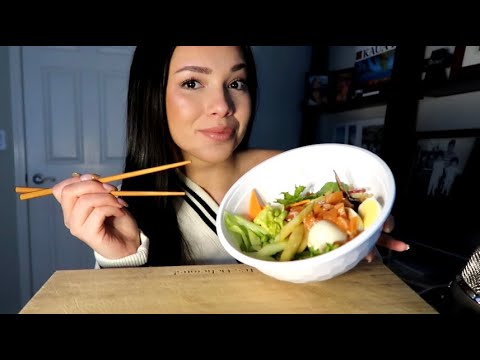 ASMR - Let's Eat + Chit Chat | My First Poke Bowl [Mukbang]