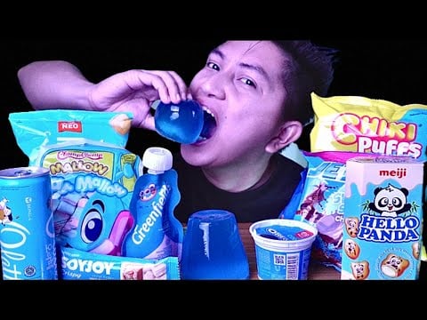 ASMR MUKBANG | All Blue Dessert 🔵