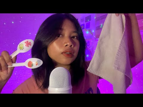 asmr trigger assortment on mic for sleep and relaxation ☽✧ (spoons, thunder, sponges)