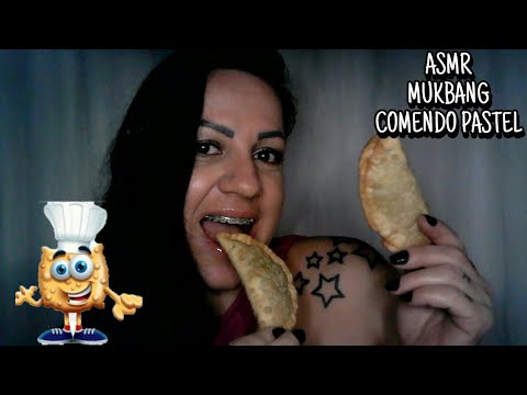 ASMR-MUKBANG COMENDO PASTEL #rumo2k #asmrportuguês #asmr #mukbang #mastigação