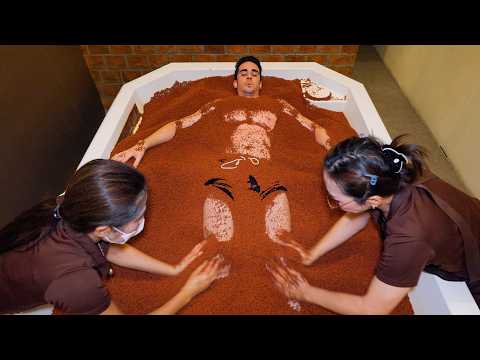ASMR: Buried Alive in Hot Japanese Volcanic Sand Bath 😱 4-Hand Massage & Scrub