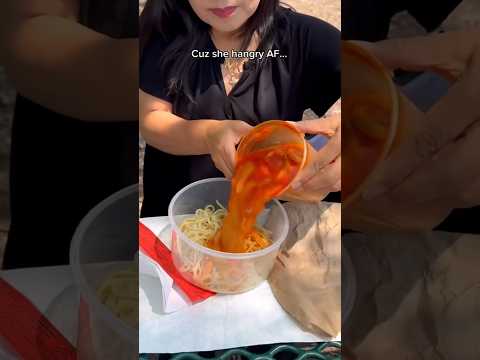 WHEN MOM EATS NOODLES AT THE PARK #shorts #viral #mukbang