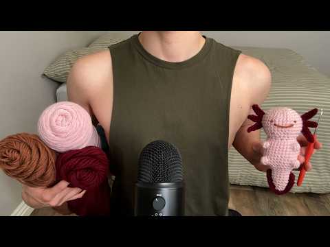 ASMR | Crochet with me...axolotl edition! (Whispers, inaudible, and fabric sounds)