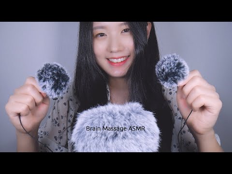 ASMR Brain Massage with Fluffy Mini Mic | Mic Touching, Rubbing | Two Mics | Tascam (No Talking)