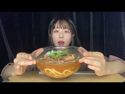 ASMR 肉うどん【咀嚼音】【モッパン】eating sounds /Meat noodles