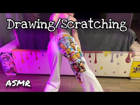 ASMR Fabric Scratching and Drawing / One Night for Creativity 💤
