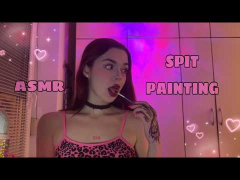 Asmr SPIT PAINTING you with my brush & stuff (mouth sounds, teeth tapping, nail nibbling)