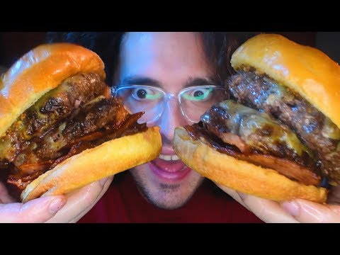 5x SMOKED BACON CHEESE BISON BURGER * ASMR NO TALKING * | NOMNOMSAMMIEBOY