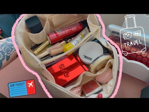 ASMR| Pack my makeup bag w/me for vacation-✈️💄👝🧳