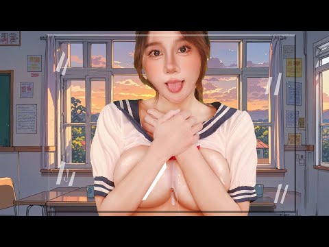 ASMR Hot Girl Help You Clean Window Role Play  | Glass Kissing Sound and Mouth Sound