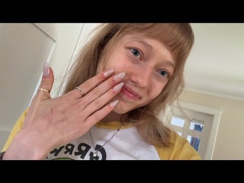 asmr || 1st time putting on press-on nails !!