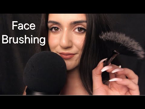 ASMR| Up close breathy whispers w/ face brushing, semi inaudible whispering 💗