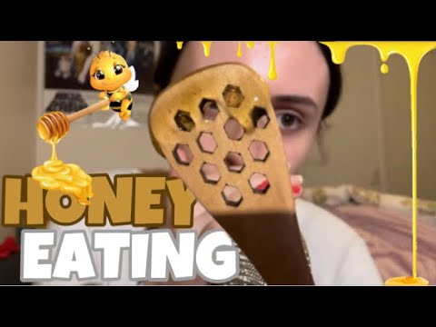 ASMR Eating Honey with Honey Spatula 🍯 (Mouth Sounds)