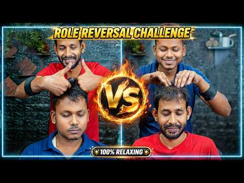 ROLE REVERSAL CHALLENGE! ASMR Head Massage Battle - Who Gives The Best Massage? | Indian Barber ASMR