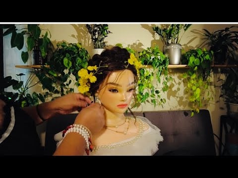 Relaxing Makeup & Hair | ASMR | Hairstyling, Hair Fixing, Adjustment, Decorating, Finishing Touches 