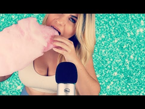 ASMR Sensitive Mouth Sounds & Finger Licking ( eating cotton candy )