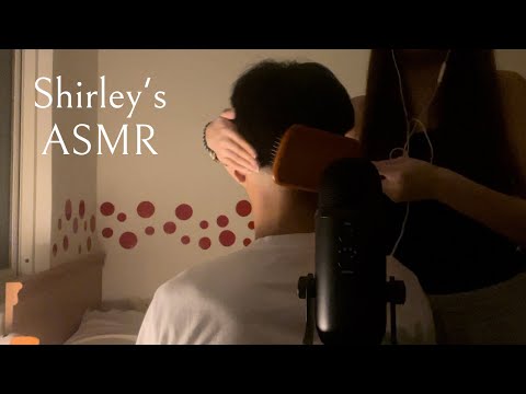 【台灣ASMR】超紓壓幫男友梳頭髮🧺｜木頭梳子聲《Hair brushing on my boyfriend 💆🏻‍♂️💗》