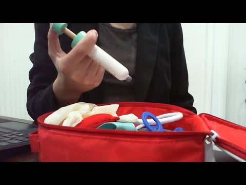 ASMR doctor checkup and tending to wound (soft spoken)