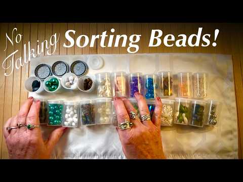 ASMR Organizing Beads Into Tiny Film Containers! (NO TALKING VERSION) Clicky-Clacky Sounds & Glass~