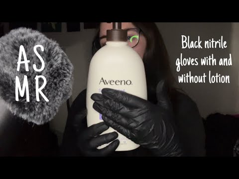 ASMR Black nitrile gloves, dry and lotioned sounds 