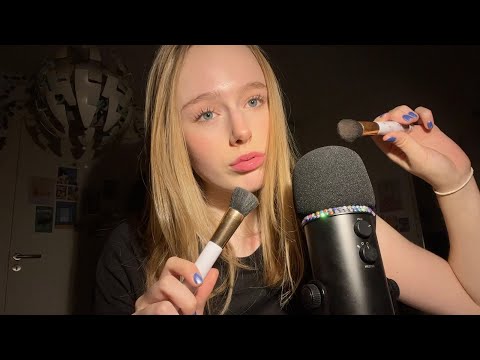 ASMR mic brushing and soft whispering | binural audio, mic covers, brushing you