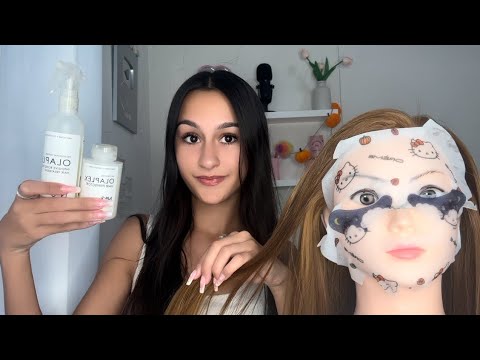 ASMR| Your bestie at a SLEEPOVER pampers you *doing your skincare, hair, and etc* 🍂