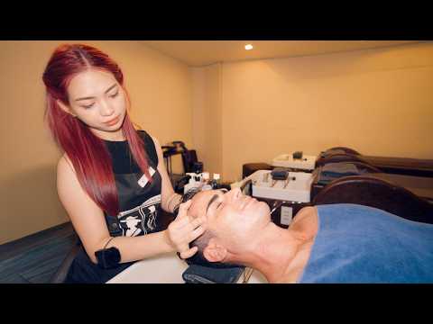 ASMR: This Barber Was NEXT LEVEL🔥 Head Massage, Facial, Shave, Acne Removal, Pedicure, Ear Cleaning