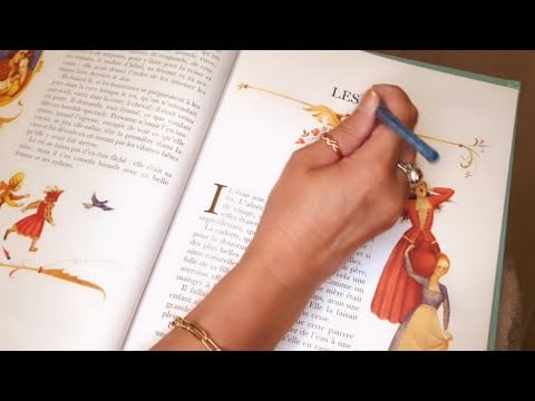 Asmr Français scratching/tracing /turning page, avec porte plume en verre, pour  "Séverine "