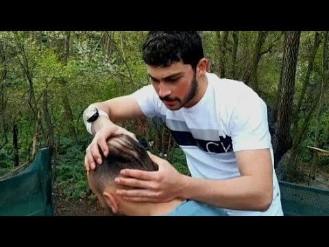 Head massage  asmr massage in nature in turk village