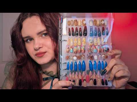 𝒕𝒊𝒏𝒈𝒍𝒚 long nail tapping ASMR | Exploring My Nail Book 💅 Whispered