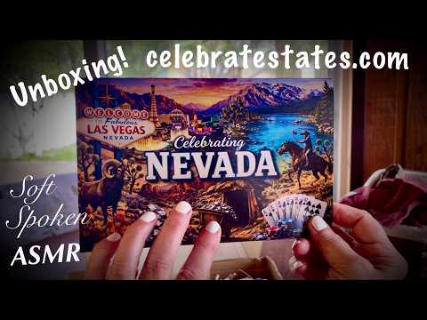 ASMR Unboxing of Monthly Celebrate States! Nevada! (Soft Spoken) Travel From Home!