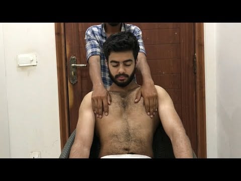 HAIRY CHEST MASSAGE & CHEST CRACKING | ASMR DEEP TISSUE MASSAGE | 💈