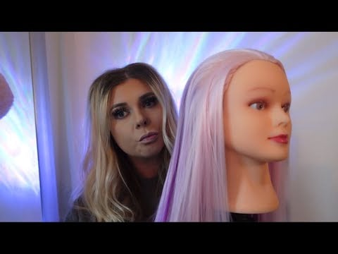 ASMR mannequin head hair play + face tapping ￼
