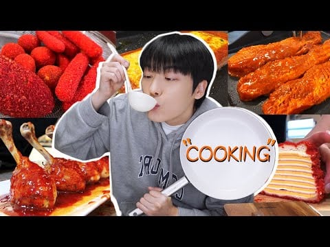 ASMR MUKBANG | 요리 모음 5# 치토스 가래떡 핫도그 치킨 불닭 김치 샌드위치 레시피  FRIED CHICKEN AND BEST COOKING
