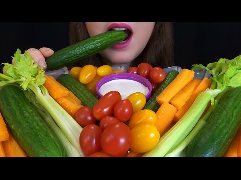 HEALTHY EATING ASMR Raw Veggie Platter - EXTREMELY SATISFYING Crunchy Sounds
