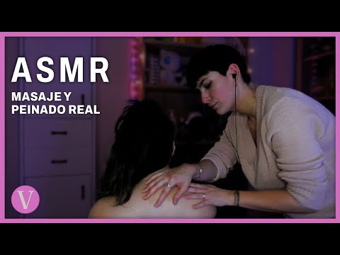 ASMR Español REAL- Masaje y cepillado de pelo con persona REAL