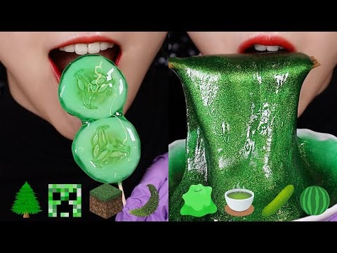 TIKTOK EMOJI MUKBANG ASMR TIKTOK EMOJI FOOD CHALLENGE #22 GREEN FOOD CHALLENGE 🍵