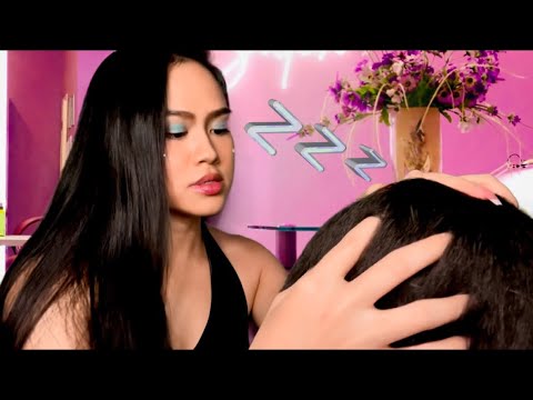 ASMR Hair Salon Roleplay | Semi Fast Aggressive Scalp Scratching Hair Play (gum chewing)Relaxed Afro