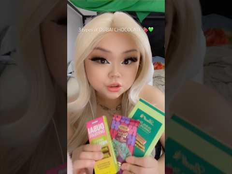💚🍫 TRYING 3 TYPES OF DUBAI CHOCOLATE 🍫💚 #asmr #mukbang #dubaichocolate